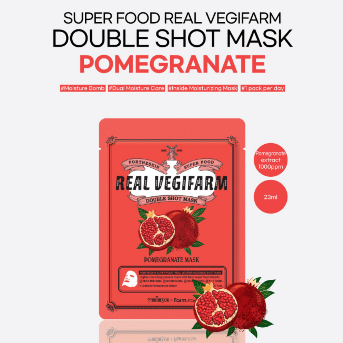 FORTHESKIN SUPER FOOD R/VEGIFARM DOUBLE SHOT MASK POMEGRANATE