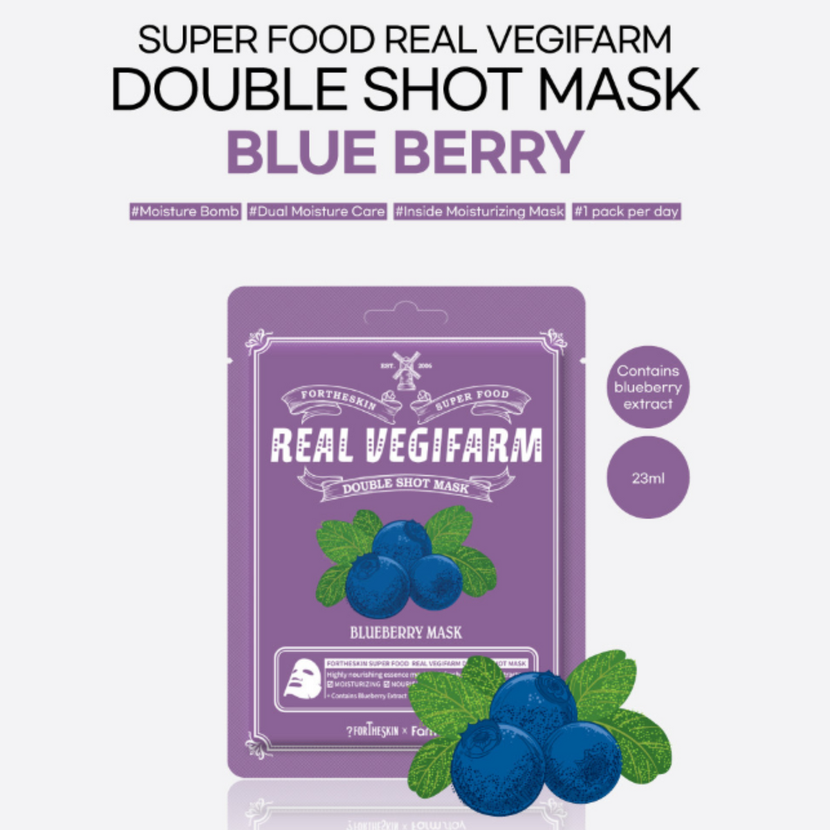 FORTHESKIN SUPER FOOD R/VEGIFARM DOUBLE SHOT MASK-Blueberry
