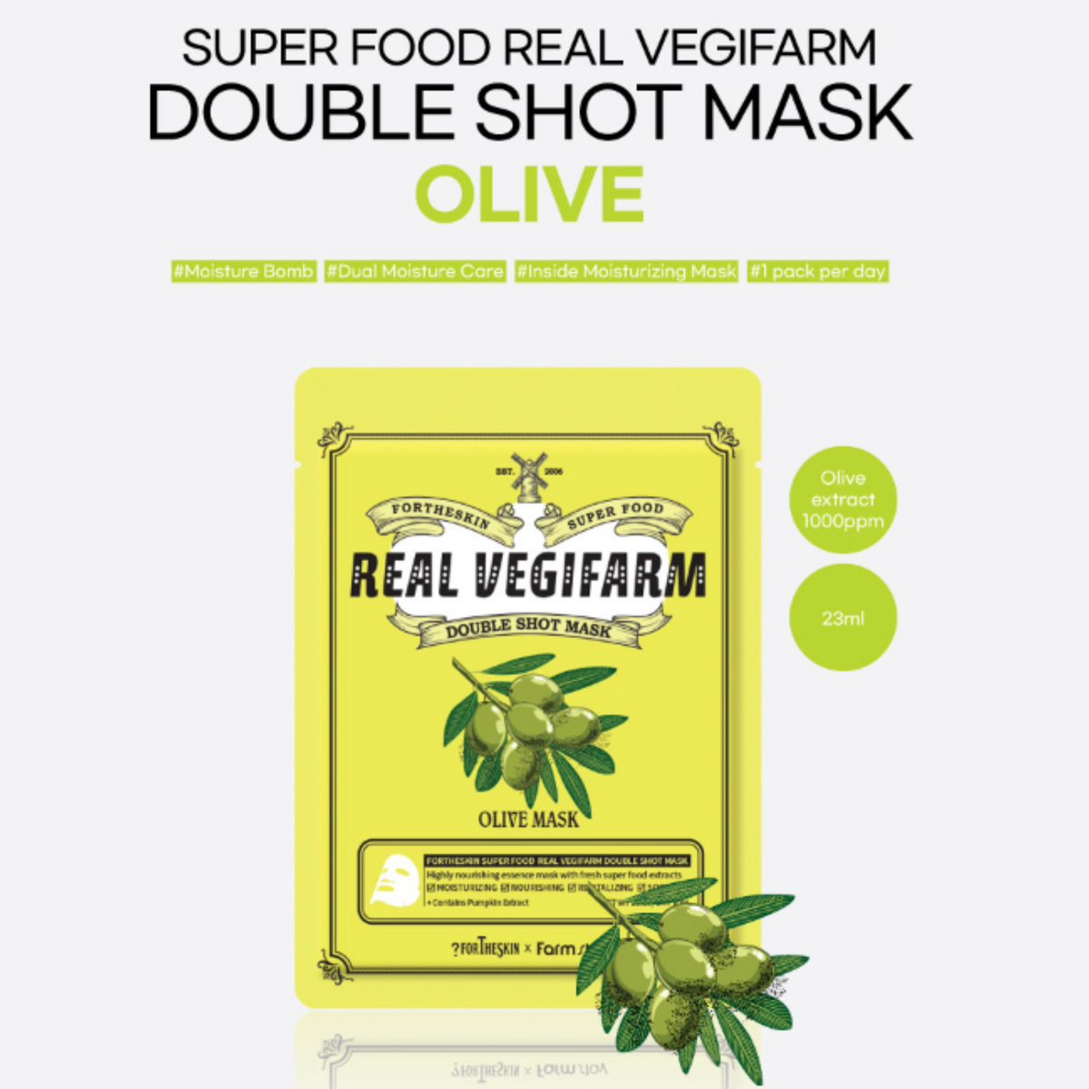FORTHESKIN SUPER FOOD R/VEGIFARM DOUBLE SHOT MASK-OLIVE