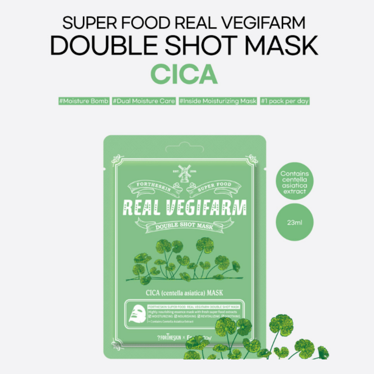 FORTHESKIN SUPER FOOD R/VEGIFARM DOUBLE SHOT MASK-Cica